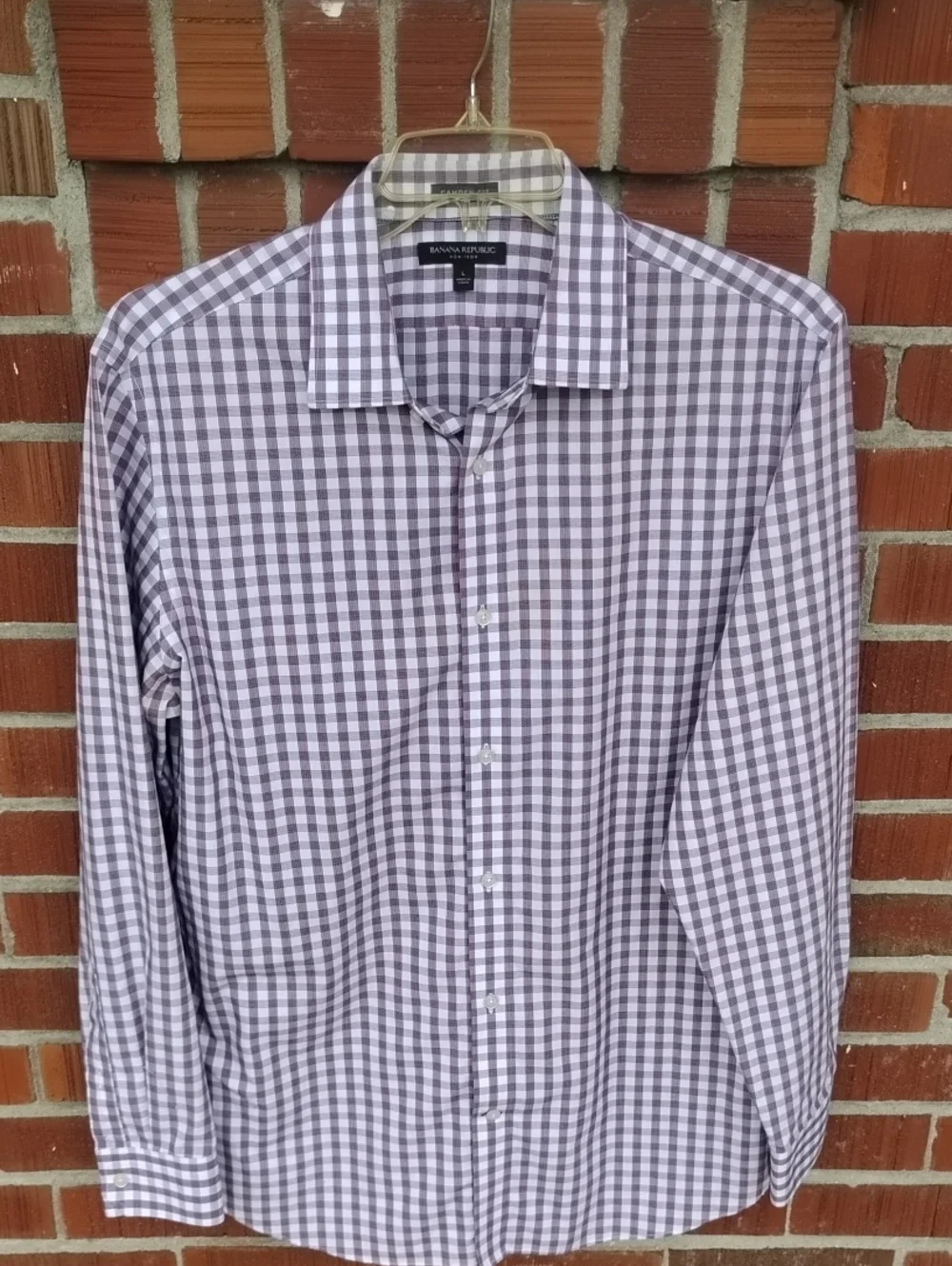 Banana Republic Men’s Lavender and White Gingham Dress Shirt
